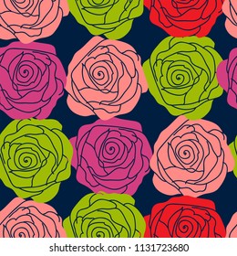 Stylish floral pattern with a roses on a dark background