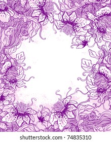 Stylish floral patterned background in purple and pink