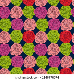 Stylish floral seamless background with a different roses