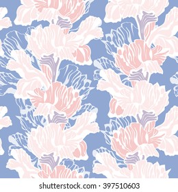 Stylish floral Seamless Background. Vector Pattern with iris flowers. Pastel colored Ornament.