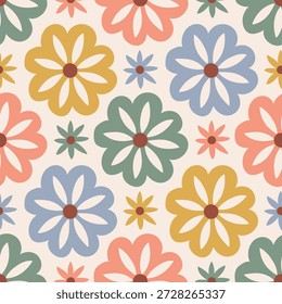 Elegante patrón floral sin fisuras. Flores abstractas decorativas sobre fondo claro. Textura de repetición botánica retro.