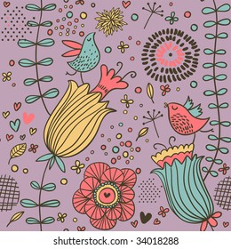 Stylish floral seamless pattern with flowers