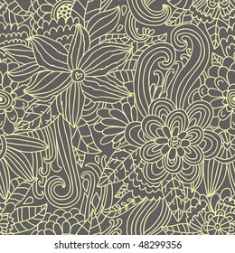 Stylish floral seamless pattern in yellow