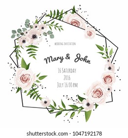 Stylish floral vector design round frame. Vector illustration. Frame border with copy space. eps10