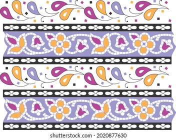  Stilvolle Blume und Blattdesign-Rahmen für Stoffdruck. Grenze, Hintergrund. Textur. Kachel. Stickerei