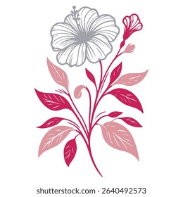 stylish flower line sketch for fashion and printed textiles.botanical illustration with petal details.hand drawn design for modern branding

