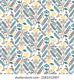 stylish flower pattern with artistic botanical textures for seamless fashion wallpaper and textiles