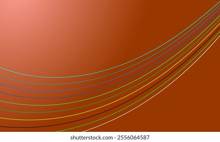 stylish flowing lines wave on red background