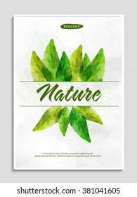 Stylish Flyer, Banner or Pamphlet with creative green leaves for Save Nature concept.