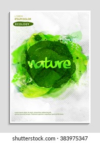 Stylish Flyer, Banner or Pamphlet with creative green color paint stroke for Save Nature concept.