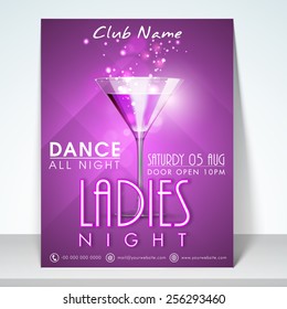 Stylish Flyer, Banner Or Template Design For Ladies Night Party Celebration.