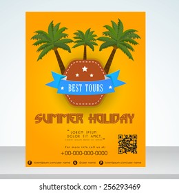 Stylish flyer, banner or template design for summer holiday.