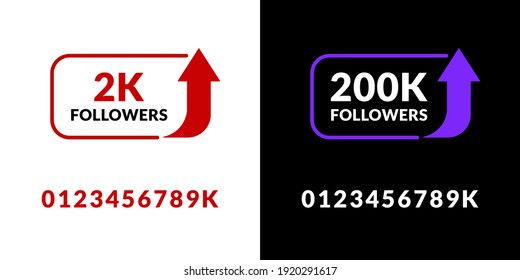 Stylish followers badge. Red and purple colors.
