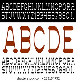 Stylish font with numbers. Vector set 