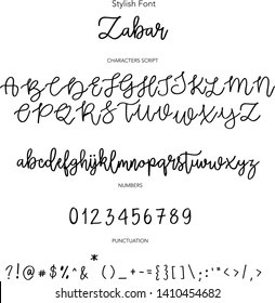 Stylish fonts. Hand drawn vector alphabet. Modern calligraphic font. Brush painted abc 