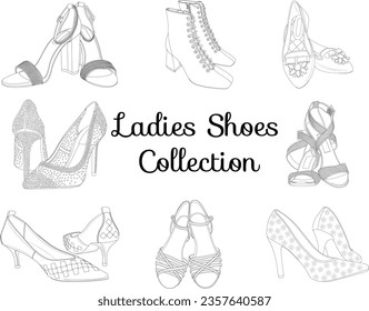 Stylish footwear cartoon vector illustration set