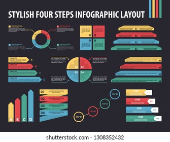 Stylish four steps infographic layout - 