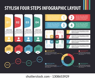 Stylish four steps infographic layout