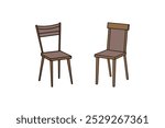 Stylish four-legged Wooden chair seat. Clipart for School and Office furniture perfect for modern interiors