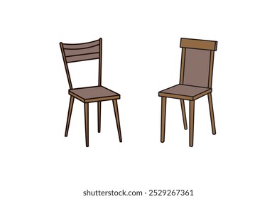 Stylish four-legged Wooden chair seat. Clipart for School and Office furniture perfect for modern interiors