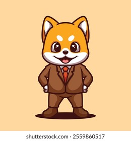 Stylish Fox Boss Mascot Illustration