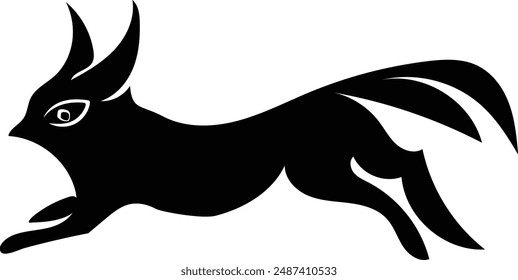 Stylish fox running art design