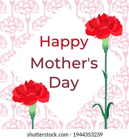 Stylish frame of carnation illustration
 (Design elements for Mother's Day)