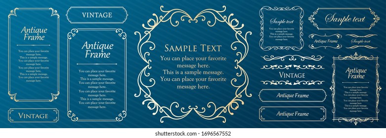 Stylish frame design set, gorgeous borders, antique lines