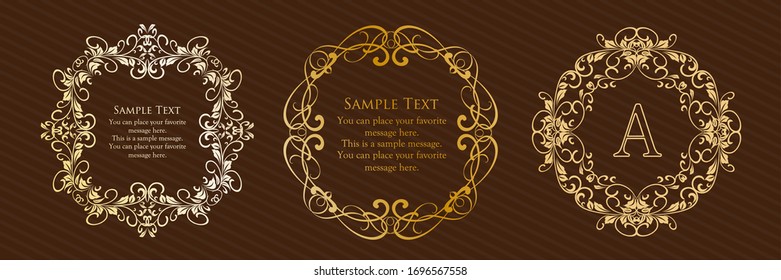 Stylish frame design set, gorgeous borders, antique lines