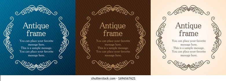 Stylish frame design set, gorgeous borders, antique lines