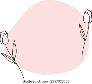 Stylish frame of hand-drawn tulips
