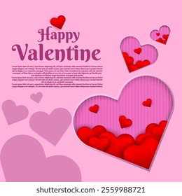 Stylish frame hearts background for valentines day with love shape can used for celebrate valentine day