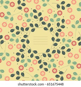 Stylish frame with pink flowers and decorative leaves can be used for greeting cards, covers, invitations and more designs.