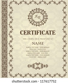 Stylish frame in retro style. Can be used as a diploma or certificate