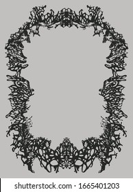 Stylish frame for text design. Crackle on a gray background. Photo frame in the style of Gothic subculture. 