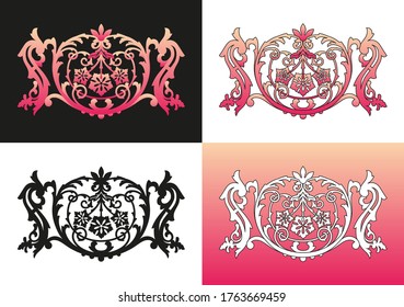 Stylish frame with a trendy gradient based on the Art Nouveau style_1349