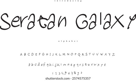 Stylish Freeform Handwriting Font Alphabet. Playful ABC