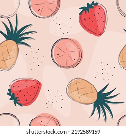 diseño elegante de frutas con fresas y piña