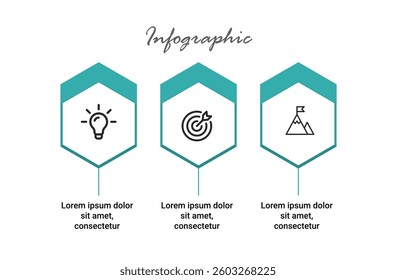 Stylish and functional 3-step infographic template for branding, marketing, and professional presentation layouts.
