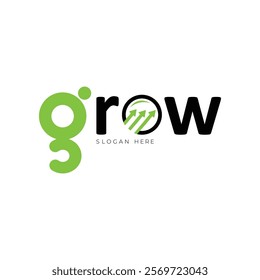 Stylish "G" grow logo, Stylish "O" with grow concept, Company growth logo, Arrow  showing the grow up your work. click and enjoy