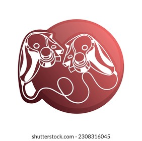 Stylish game logo. Broken controller or gamepad for gaymers. Video game and arcade. Sticker for social networks and messengers. Cartoon flat vector illustration isolated on white background
