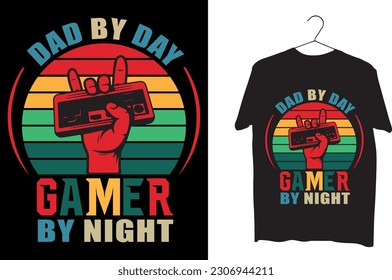 Stylish Gaming DNA t-shirt and apparel trendy design with gamepad, typography, print, vector illustration. Global swatches.
