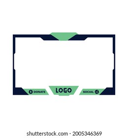 Stylish gaming overlay for live streamers vector design. Gaming frame overlay design with green and black color shade. Stylish overlay for live streamers vector illustration.