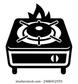 Stylish gas stove silhouette vector art illustration design, perfect for kitchen equipment visuals and culinary-themed projects. Ideal for showcasing modern cooking appliances.