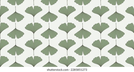 Stylish gentle vector seamless pattern with green leaves of ginkgo biloba for textiles, wrapping paper, covers, backgrounds, wallpapers