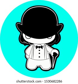 Stylish gentleman in a bowler hat and bow tie
