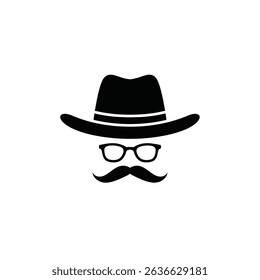Stylish gentleman hat glasses mustache icon.