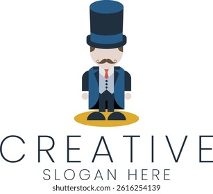 Stylish gentleman logo design perfect for business branding. Modern vector illustration Creative