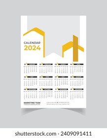 Stylish geometric 2024 new year calendar template design