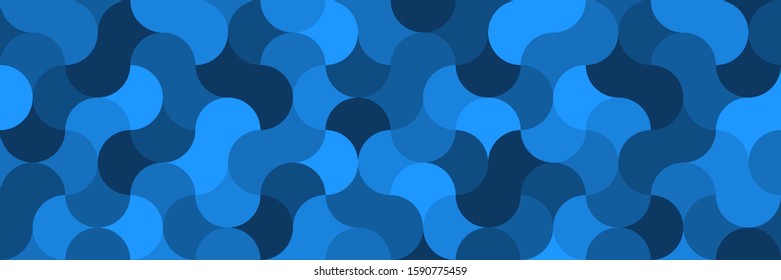 Stylish geometric background in classic blue tones. Flat ornament in the style of interior, design, advertising. Seamless vintage pattern.